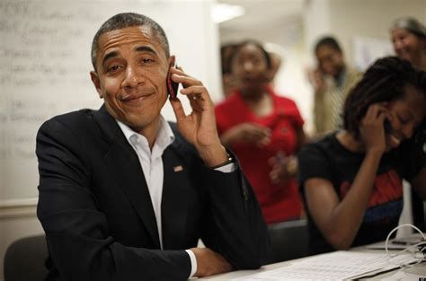 Obama on the phone.